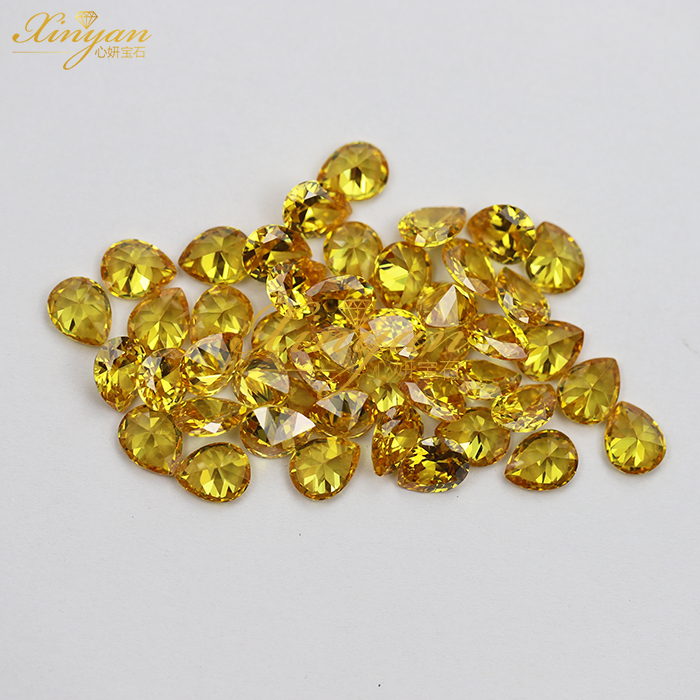 Yellow CZ pear shape in stock