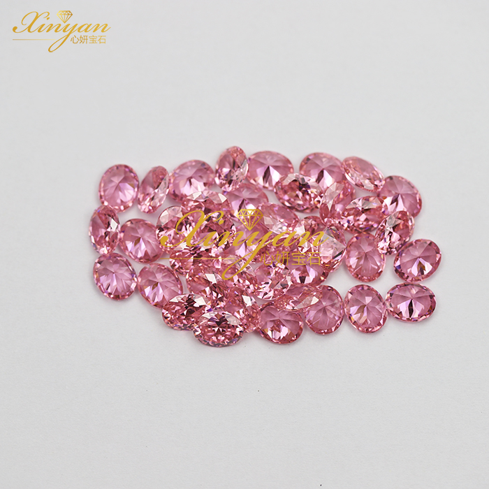 CZ OVAL shape PINK color loose stones wholesale