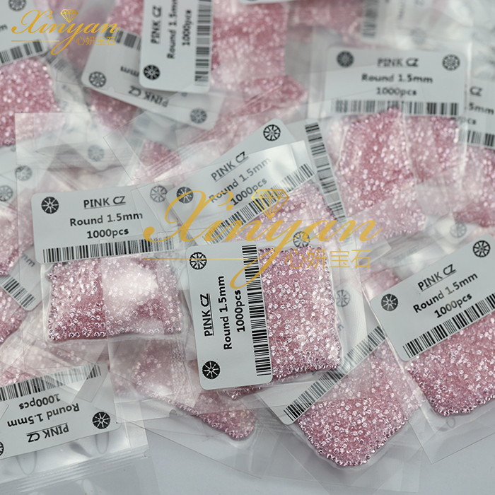 pink cubic zirconia round small size wholesale