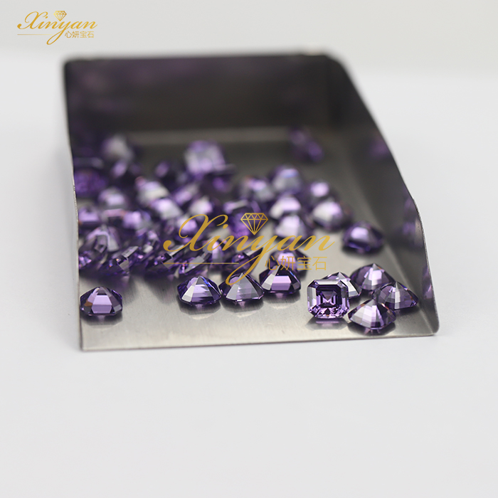 purple CZ asscher shape in stock wholesale